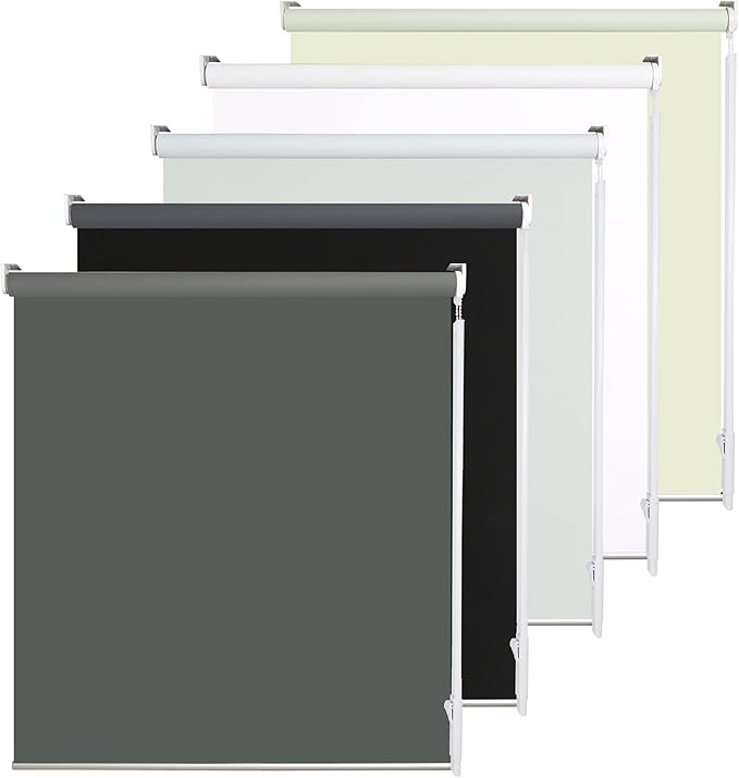 Allbright 100% Blackout Cordless Roller Shades for Windows, Thermal Insulated UV Protection, Window Roller Blinds for Home, Office, Bedroom, Door, 29" W x 72" H, Dark Grey