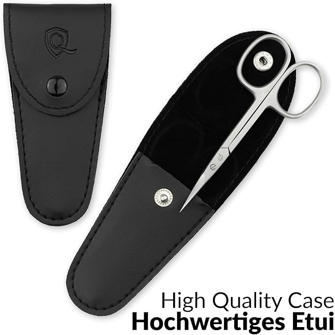 marQus Curved Cuticle Scissors – Precision Stainless Steel for Manicure & Pedicure, Eyebrow & Eyelash Grooming, Extra Sharp with Premium Storage Case