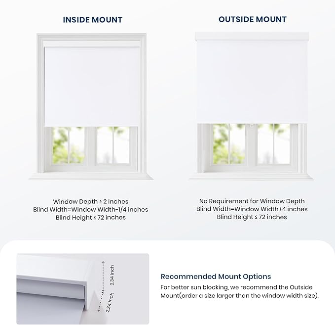 100% Blackout Roller Shades Cordless Blinds for Indoor Windows,Free-Stop Window Shades Pull Down,Thermal Insulated Fabric UV Protection,Blackout Window Guard Blinds for Home,Office,White,31" W x 72" H