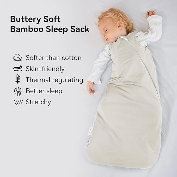 Rayon Made from Bamboo Sleep Sack 12-18 Months 1.0 Tog Ultra Soft Baby Wearable Blanket Toddler Sleep Sack for Babies Unisex Girl Boy 2-Way Zipper Baby Sleeping Bag Breathable Large
