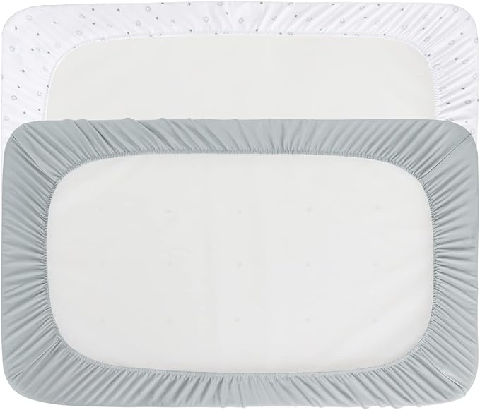 Bassinet Sheets 2 Pack, Fit for Graco Travel Lite Crib, My View 4 in 1, Fodoss Baby Bassinet Bedside Sleeper, Guava Lotus and Cloud Baby Premium Bassinet, Ultra Soft, Grey & White Star, 20" x 30"
