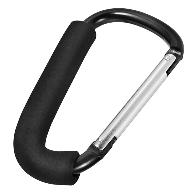 WSSROGY 2 Pack 6.3" Large Stroller Hooks Clip, Heavy Duty Large Carabiner for Mommy Shopping Grocery Bag