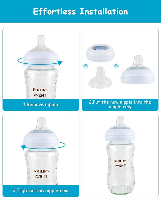 Sippy Cup Nipples for Philips Avent Natural Baby Bottles, My Grippy Spout Sippy Cup and Natural Trainer Sippy Cup, Soft 100% Silicone Sippy Spout Nipples, 6m+, 4 Count