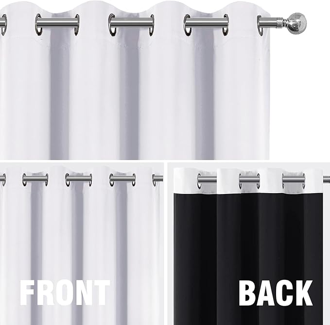 LEMOMO Blackout Curtains 52 x 84 Inch Off White Curtains 2 Panels Darkening Thermal Insulated Bedroom Curtains