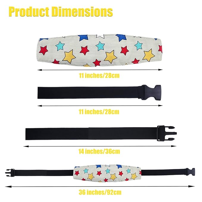 2 Pcs Baby Head Support for Stroller Car Seat Sleeping Headrest Neck Relief Straps for Kids Children Toddler Infant(White)