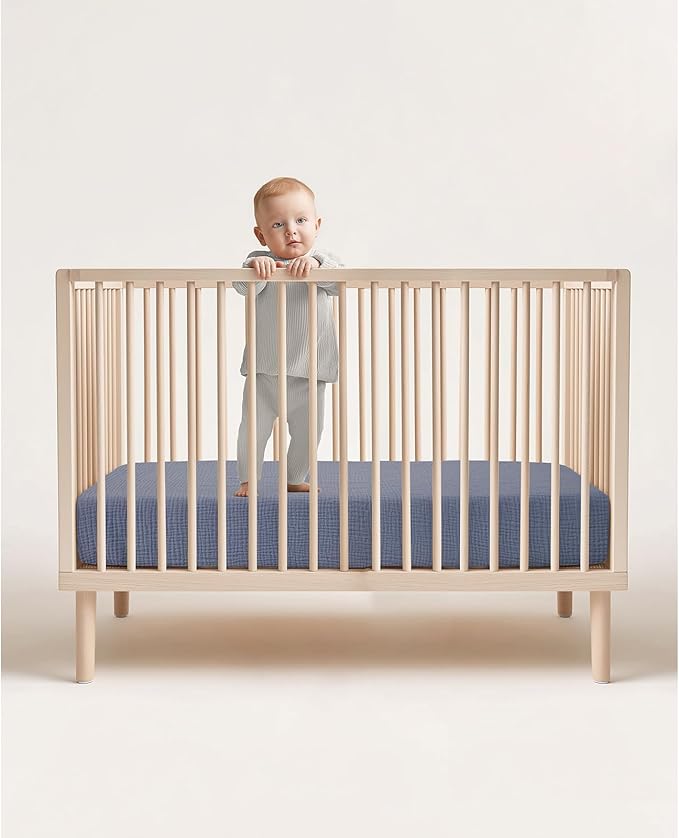 lulumoon Baby Muslin Crib Sheets - Toddler Cotton Fitted Crib Sheets Neutral for Boys and Girls 2Pack