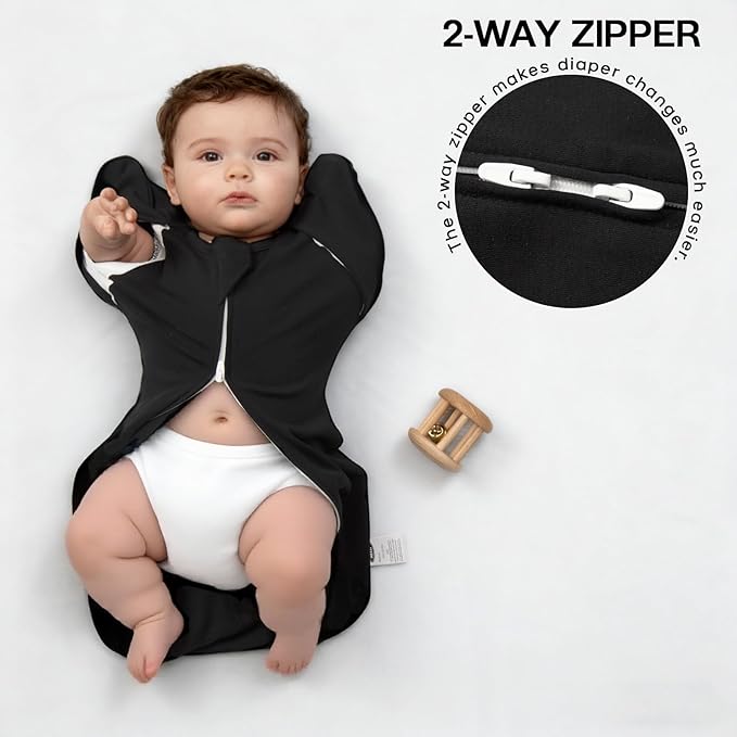 MEXXI Swaddle Baby Sleep Sack With Arms Up, 2 Pack Baby Transitional Swaddle with Double Zipper,0.5 TOG