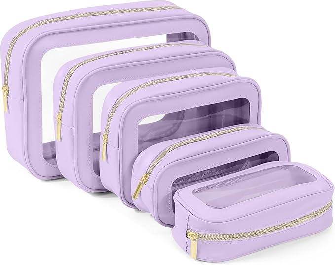 5PCS Diaper Bag Organizer Pouch Set, TSA Approved Toiletry Bag，Clear Waterproof TPU Makeup Bag Set Travel Organizer Bags for Women and Kids