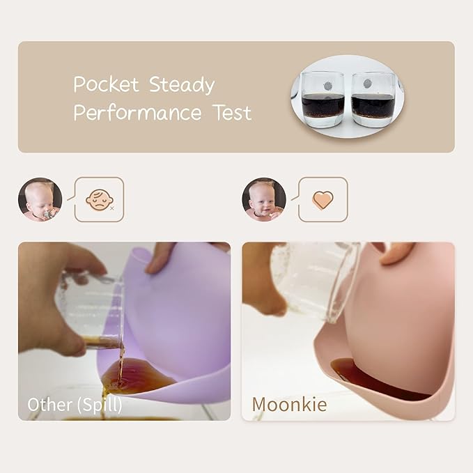 Moonkie Silicone Baby Bibs Set of 3, BPA Free Waterproof Baby Bibs for Eating, Soft Adjustable Silicone Bibs for Babies 6-12 Months, Toddler Bibs with Pocket Food Catcher (Cream/Buck/Olive Green)