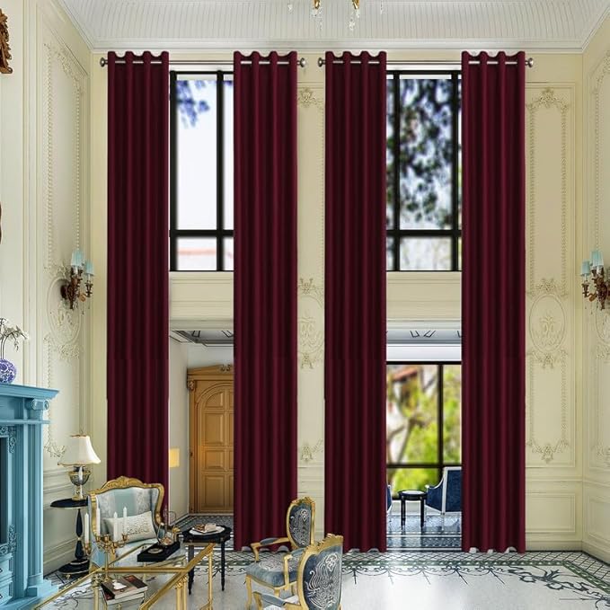 Extra Long Blackout Curtains - 2 Story High Living Room Drapes - Tall Curtains for High Ceiling or Long Window - 144 156 168 192 204 216 240 Inch 12ft-20ft Length(1 Panel,Burgundy, 52″x216″)