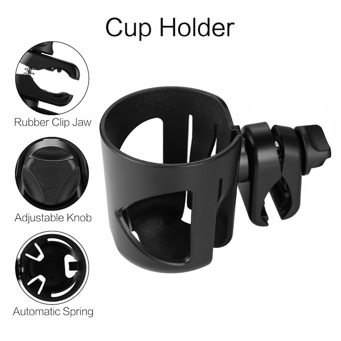 Accmor Universal Cup Holder with Hook, Stroller Cup Holder, 360° Rotatable Large Caliber Designed Bottle Holder for Stroller, Bike, Wheelchair, Walker, Scooter