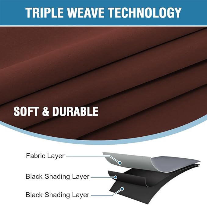 H.VERSAILTEX 100% Blackout Curtains for Bedroom with Black Liner Full Room Darkening Curtain 96 Inch Long Thermal Insulated Back Tab/Rod Pocket Window Drapes for Living Room, 2 Panels, Rust