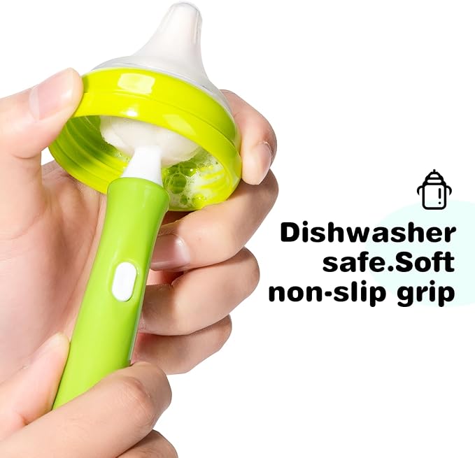 10 Pcs Sponge Bottle Nipple Brushes,4 Sponge Nipple Brushes for Baby Bottles, 4 Replacement Heads and 2 Pcs 7.87" Straws for Cleaning,Green