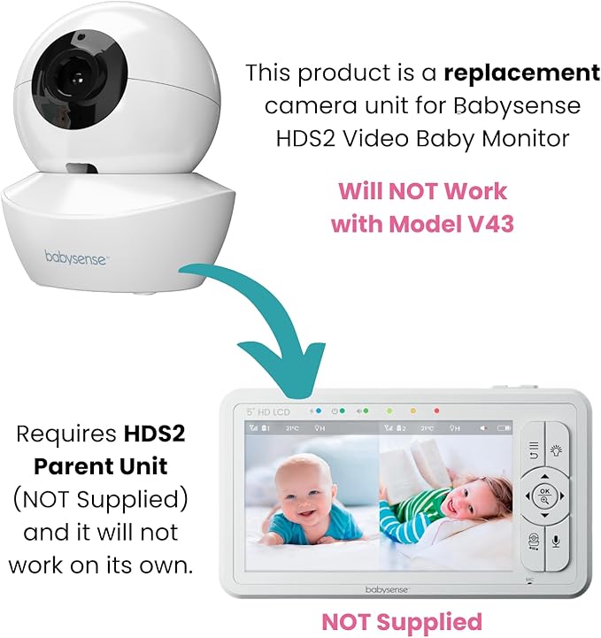 Babysense Replacement Add-On Camera for Video Baby Monitor HDS2 Only, Will Work Only with HDS2 Monitors, Requires HDS2 Parent Unit to Operate