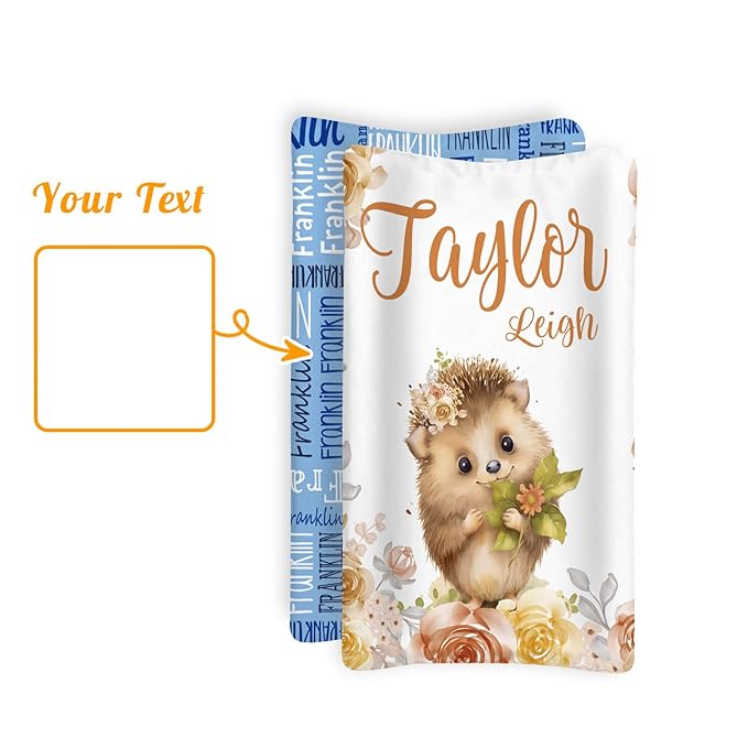 Custom Changing Pad Cover Set - Jersey Knit Ultra Soft Unisex Waterproof Diaper Changing Table Covers with Personalized Name for Baby Boys Girls - Comfy Cozy 2 Pcs Set Style06