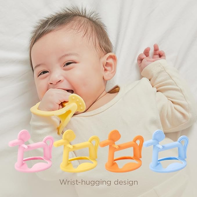 Moyuum Silicone Pony Teether Toy | Made in Korea, Provides Teething Relief, Wearable Wrist Teether is Easy to Hold, Drop Resistant Bracelet, Babies 3+ Months