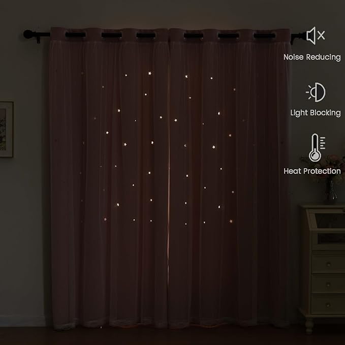 Light Pink Curtains for Girls Bedroom Solid Window Treatment Set Grommet Top Light Blocking Blackout Curtain for Living Room/Bedroom 2 Panels 42 x 63 inch Baby Pink