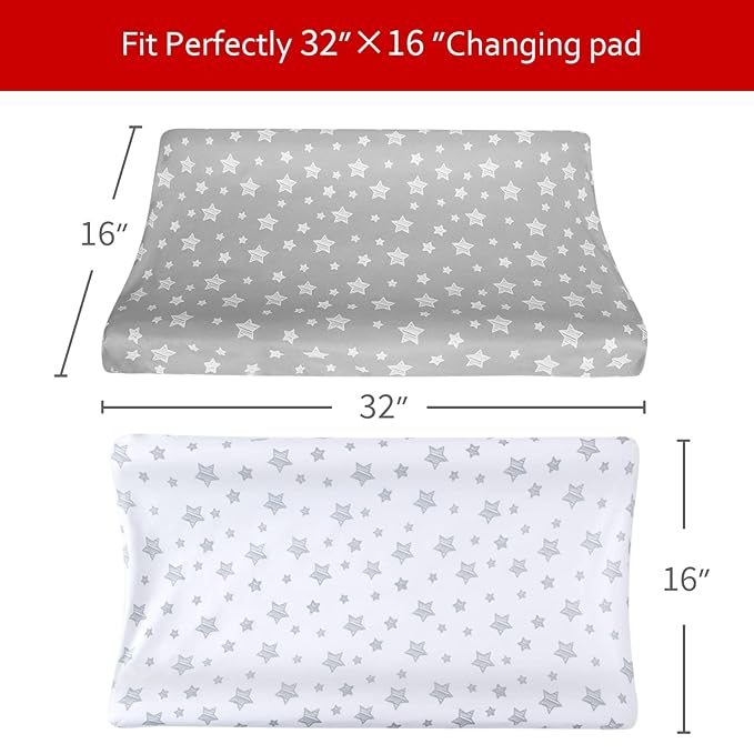 Changing Pad Cover for Boys 4 Pack, Lovely Print Soft Unisex Diaper Change Table Sheets, Fit 32"x16" Contoured Pad, Comfy Cozy 4-Pack Cradle Sheets