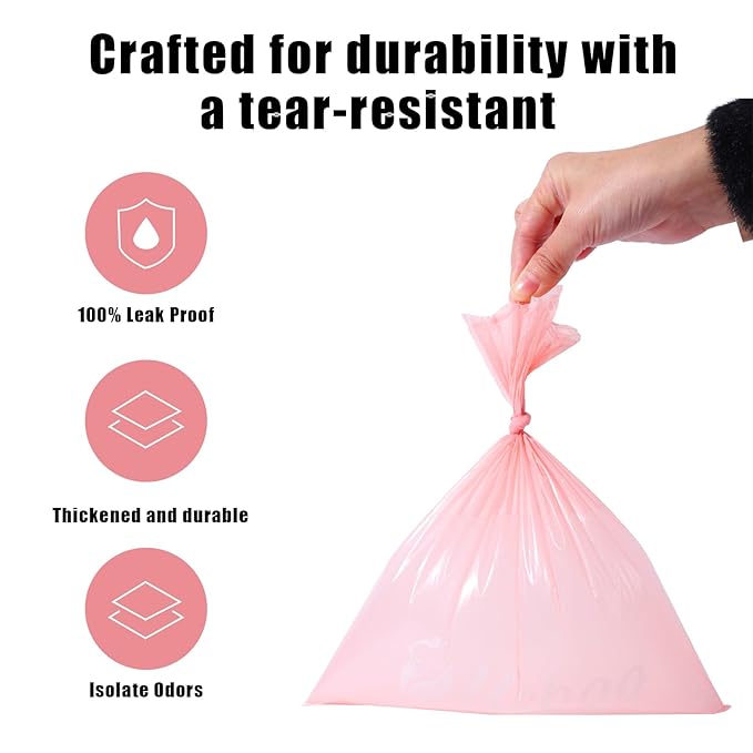 USBOO Disposable Diaper Bags for Baby - 20 Refill Rolls (300 Pack), Disposable Trash Bag with Dispenser - Cherry Blossom Scented, Pink, Ideal for Diaper Dispoal