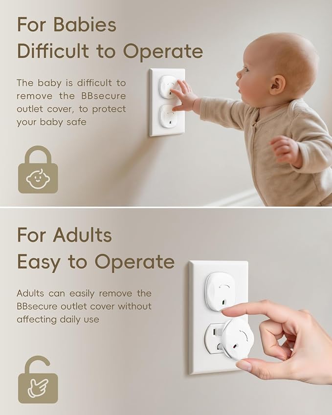 Outlet Covers Baby Proofing - 60 Pack Plug Covers Baby Proofing with Unique Rotating Design, Plug Covers to Prevent Electrical Shock, for US 3-Prong, Home, Office, School, White