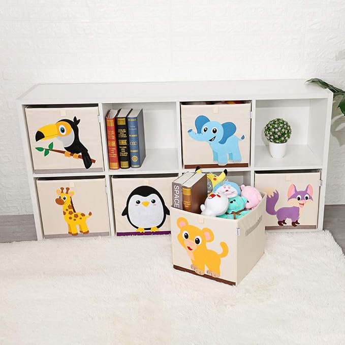 CLCROBD Foldable Animal Cube Storage Bins Fabric Toy Box/Chest/Organizer for Kids Nursery, 13 inch (Toucan)
