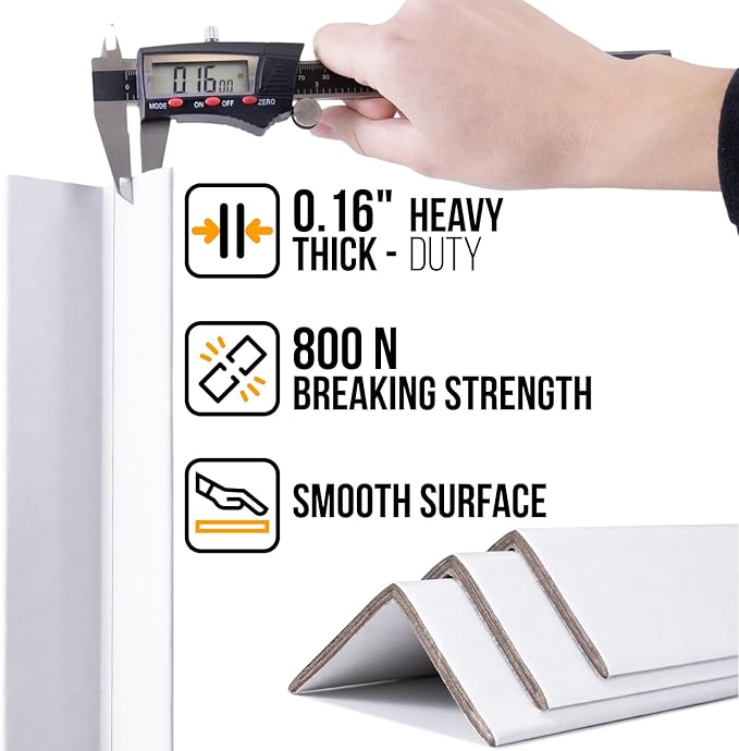 48" x 2" x 2" Reinforced Cardboard Edge Protectors, White (Pack of 48) – 0.16" Thick Heavy-Duty Cardboard Corner Protectors for Shipping – American Quality V-Board Pallet Edge Guard