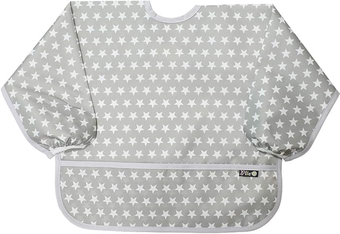Plie Long Sleeve Waterproof Bib for Toddlers – Soft Feeding Smock for Baby Mealtime, Self-Feeding, BPA-Free, Easy Clean
