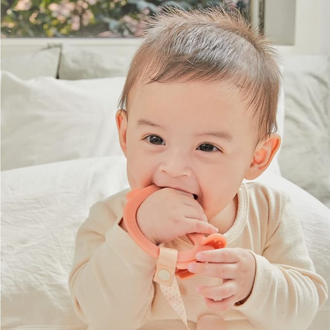 Moyuum Silicone Swing Bird Teether Toy | Made in Korea, Provides Teething Relief, Wrist Teether is Easy to Grip, Designed to Rock, Babies 3+ Months