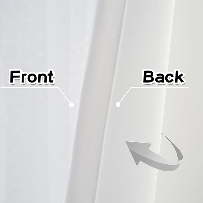 MYSKY HOME White Curtains for Girls Bedroom & Nursery Kids Cute Curtains Double Layer with Polka Dots Sheer, Grommet Tops, 52x84 Inch Each Panel, 2 Panels