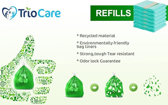 TrioCare - 6 Pack Diaper Refill Liners Bags - Hold Up To 3528 Count Diapers - Disposable Biodegradable Diaper Pail Liners – Adult Senior Baby Smell Odor Locking Blocking Eliminator Bags