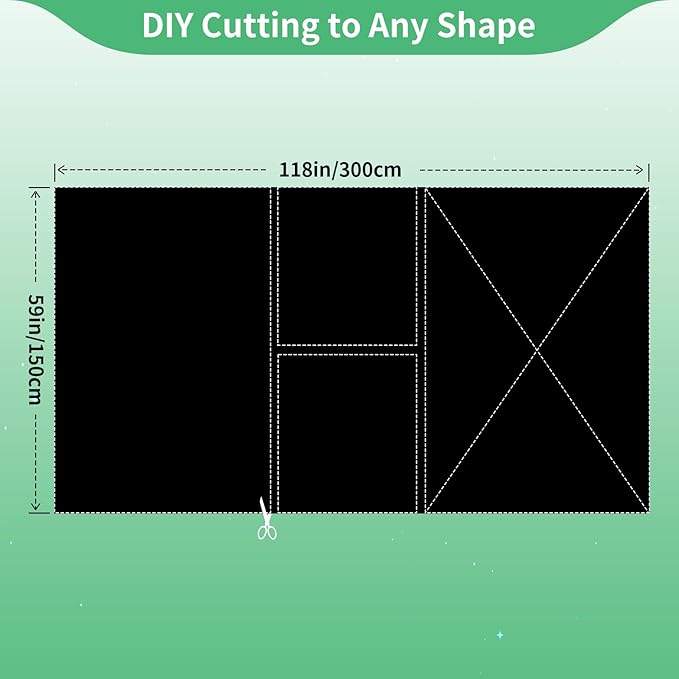 100% Blackout Blind Curtains Window Cover [XXL Size 118"x 59" ] [DIY Cut to Any Size or Shape] [Hook&Loop Tabs][Portable Bags for Travel ] [Light & UV Blocking ] for House,Baby Nursery,Apartment