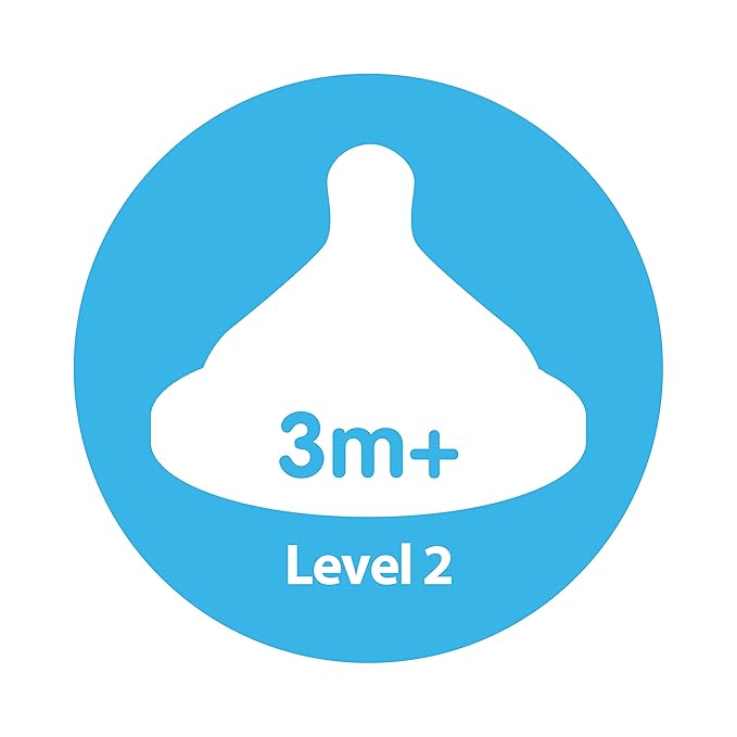 Dr. Brown's Natural Flow Level 2 Wide-Neck Baby Bottle Silicone Nipple, Medium Flow, 3m+ & Natural Flow Level 2 Narrow Baby Bottle Silicone Nipple, Medium Flow, 3m+