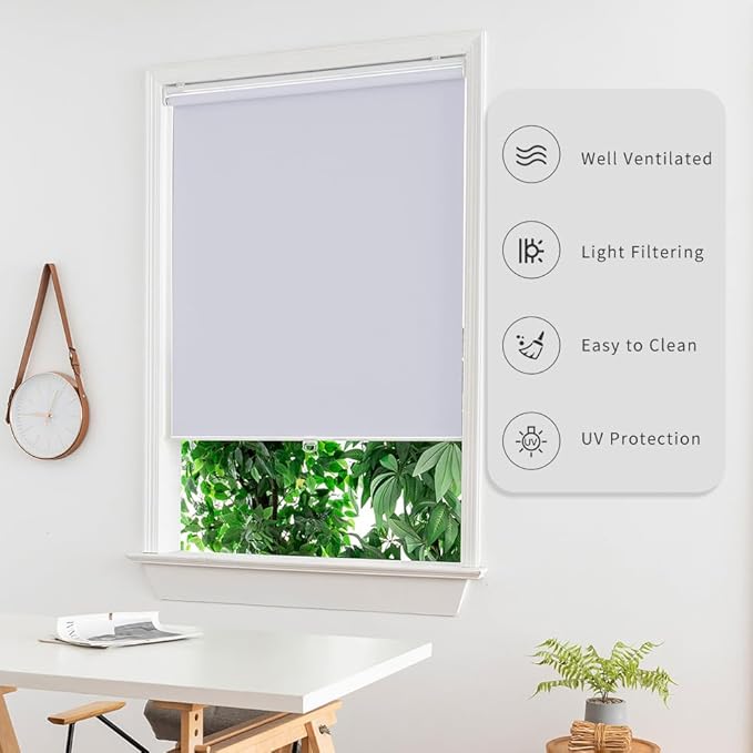 Blackout Roller Shades Blinds Cordless for Windows Without Tools and Drill,Cordless Free-Stop Blinds with Thermal Insulated, Easy to Install (25" W x 72" H, White)