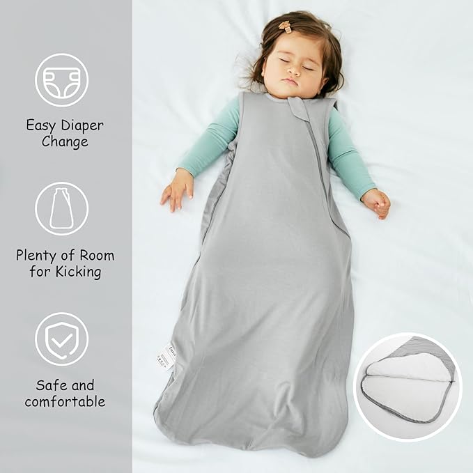 Supersoft Rayon Made from Bamboo Sleep Sack 24-36 Months 0.5 TogToddler Sleep Sack 2t Baby Wearable Blanket 3t with 2-Way Zipper Summer Unisex Sleeping Bag for Babies (2 Pack) Green & Gray
