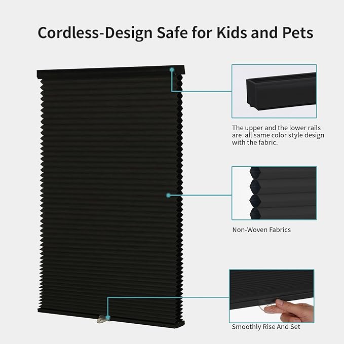 MYshade Cordless Cellular Windows Shades Blackout Blinds for Windows Easy to Install