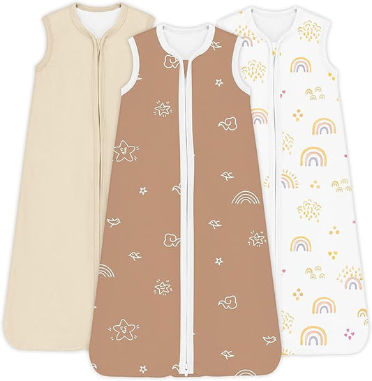 TOTCHILL Baby Sleep Sack 0.5 TOG, Lightweight Breathable Wearable Blanket with Zipper, 0-3-6-12-24M-4T, 3-Pack