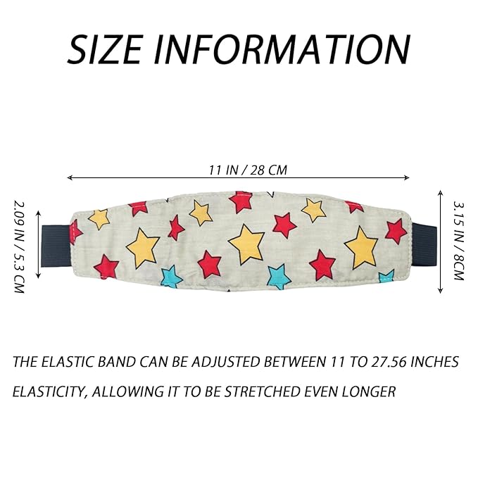 3 PCS Head Support for Stroller and Car Seat Adjustable Headband Strap and Pillow for Comfortable Sleeping Travel and Infants(Printing)