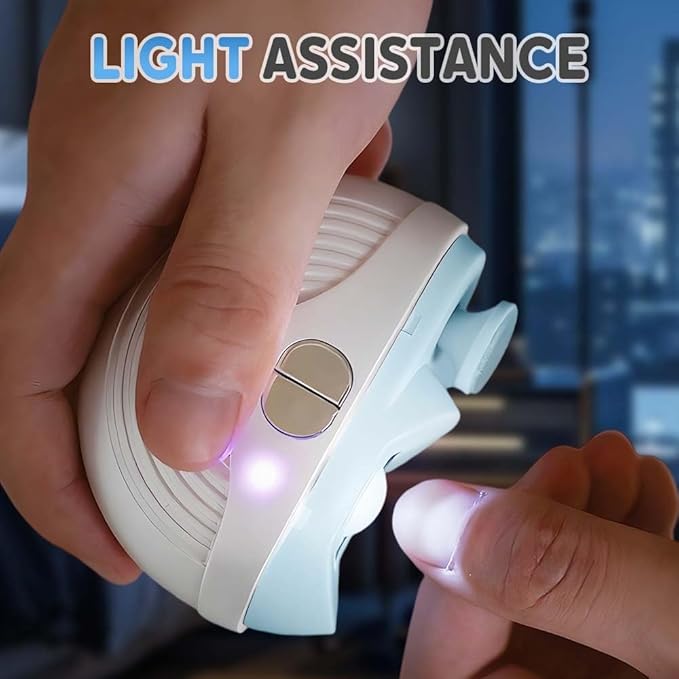 Electric Smart Nail Clippers for Adults Seniors Kids, 3 Speeds Automatic Nails Trimmer with Polisher, Light, Clip Storage, Rechargeable Nails Clippers for Fingernails Toenails