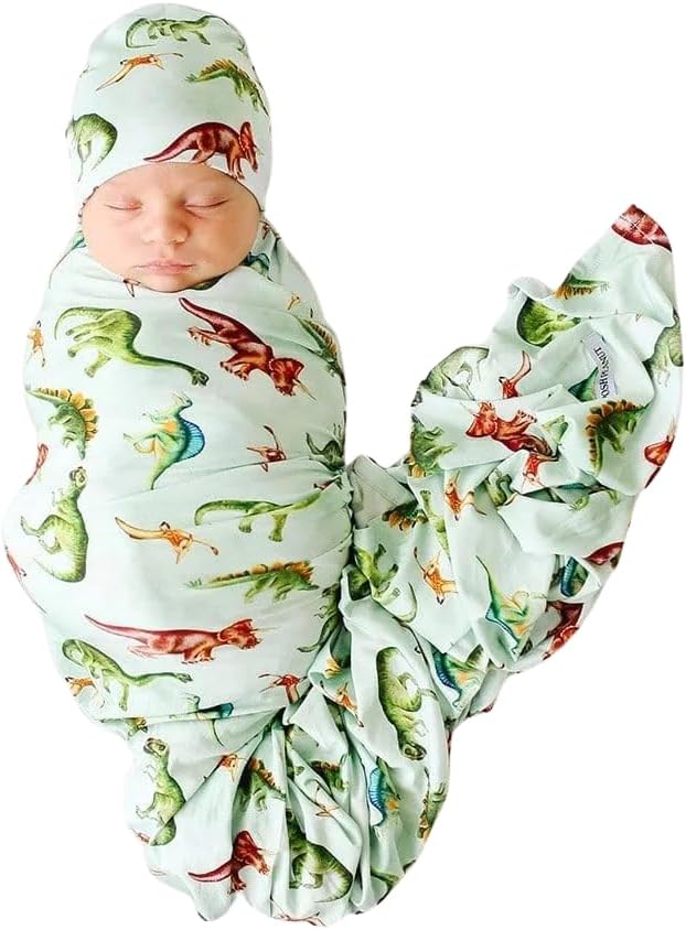 Posh Peanut Baby Swaddle Blanket & Beanie - Matching Newborn Swaddle Set, Doubles As Receiving Blanket or Nursing Cover (Buddy)