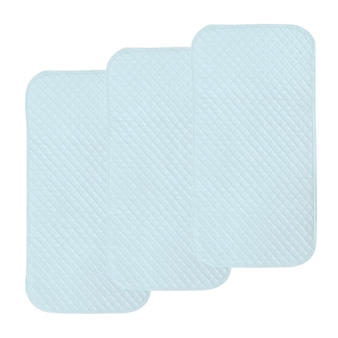 Pleasant Boulevard | Portable Waterproof Baby Changing Pad Liner, Washable Reusable Changing Table Cover Made with Breathable TPU, 27x13in (Blue, 3 Count)