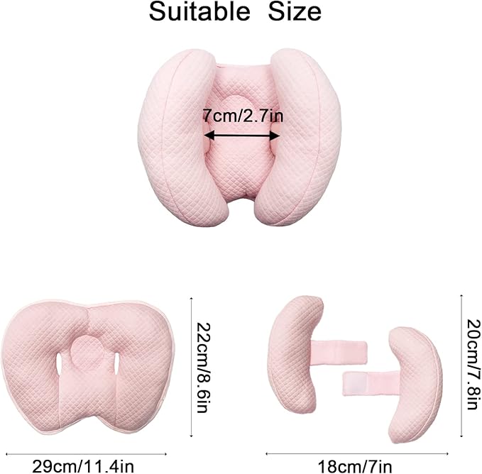 Upgrade 2 in 1 Baby Travel Pillow - Banana Shape Adjustable Baby Head Neck Support Car Seat Insert Pillow for Kids,Headrest Pillows for Cars, Pink