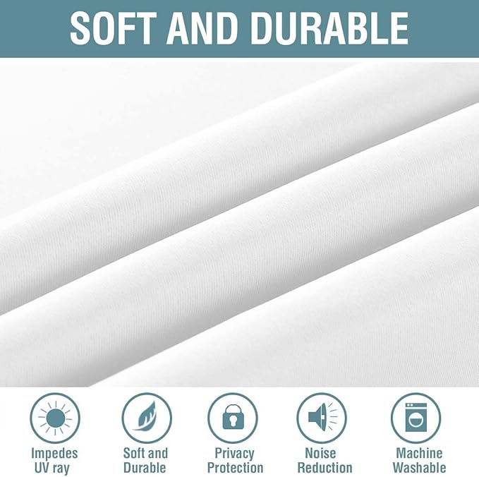 H.VERSAILTEX Pure White Curtain for Living Room Thermal Insulated Window Treatment Curtain 54 inch Length Energy Saving Solid Grommet Top Room Darkening Drape, One Panel, 52" W x 54" L