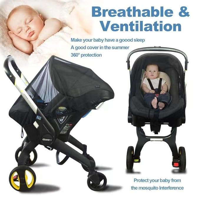 Mosquito Net for Baby Car Seats,Baby Mosquito Net for Infant Car Seats,Infant Stroller and Bassinets,Portable Durable, Long-Lasting Infant Insect Shield Netting,Premium Quality,Machine Washable(Black)