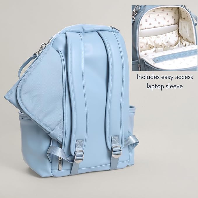 Itzy Ritzy Diaper Bag Backpack – Large Capacity Boss Plus Baby Backpack Diaper Bag Featuring 19 Pockets, Changing Pad, Stroller Clips, and Comfortable Straps (Teddy Blue)