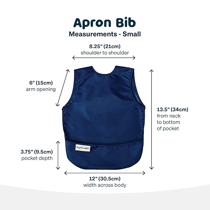 Tiny Twinkle Mess Proof Baby Bibs | 2 Pack Waterproof Toddler Bib for Eating | Baby Apron for Feeding, Machine Washable, Perfect Shower Gift (Grey Indigo, 6–24M)