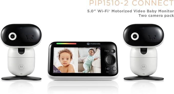 Motorola Nursery WiFi Video Baby Monitor with Camera and Audio, 5" Screen, HD PIP1510 Connect, 1000ft Range, Wall Mount, 2-Way Audio, Lullabies, Temperature Sensor, Zoom, Tilt