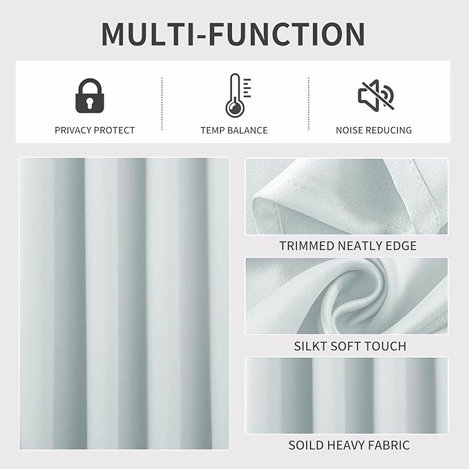 Joydeco White Curtains 45 Inches Long 2 Panels Set, Thermal Insulated Long Curtains& Drapes 2 Burg, Room Darkening Grommet Drapes for Living Room Bedroom Window (W52 x L45 Inch, Greyish White)