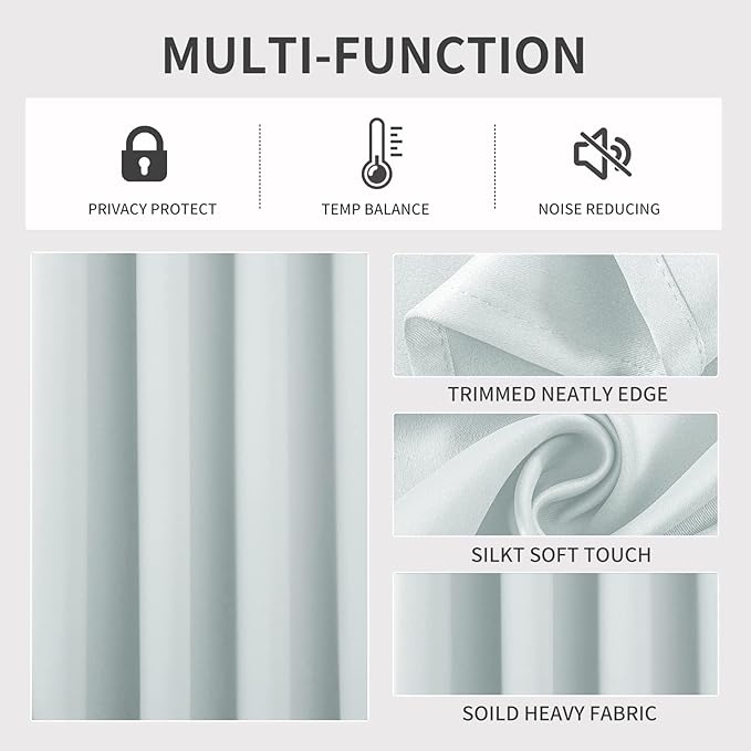 Joydeco White Curtains 72 Inches Long 2 Panels Set, Thermal Insulated Long Curtains& Drapes 2 Burg, Room Darkening Grommet Drapes for Living Room Bedroom Window (W52 x L72 Inch, Greyish White)