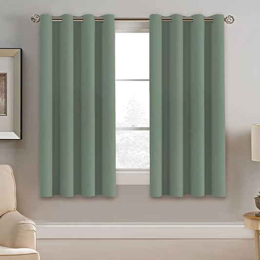 H.VERSAILTEX Blackout Curtain for Bedroom Thermal Insulated Window Treatment Curtain 54 inch Length Energy Saving Solid Grommet Top Blackout Drape, One Panel, Green Bay, 52" W x 54" L