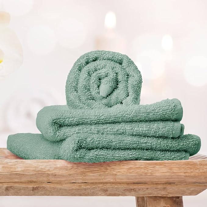 Yoofoss Luxury Washcloths Towel Set 10 Pack Baby Wash Cloth for Bathroom-Hotel-Spa-Kitchen Multi-Purpose Fingertip Towels & Face Cloths - Green